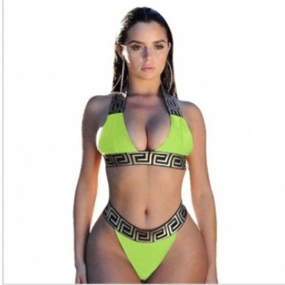 Sexy Neon Green 2pc Bikini set sz Large - Picture 1 of 11